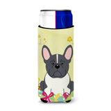 Caroline'S Treasures Easter French Bulldog Black White Michelob Ultra Hugger For Slim Cans, Slim Can, Multicolor