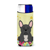 Caroline'S Treasures Easter Eggs French Bulldog Black Michelob Ultra Hugger For Slim Cans, Slim Can, Multicolor