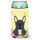 Caroline'S Treasures Easter Eggs French Bulldog Black Tall Boy Beverage Insulator Hugger, Multicolor