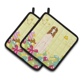 Caroline'S Treasures Easter Eggs Borzoi Pair Of Pot Holders, 7.5Hx7.5W, Multicolor