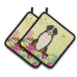 Caroline'S Treasures Easter Bernese Mountain Dog Pair Of Pot Holders, 7.5Hx7.5W, Multicolor