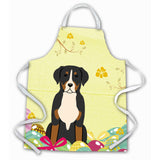 Caroline'S Treasures Easter Eggs Greater Swiss Mountain Dog Apron, Large, Multicolor