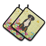 Caroline'S Treasures Easter Greater Swiss Mt Dog Pair Of Pot Holders, 7.5Hx7.5W, Multicolor