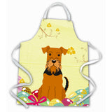 Caroline'S Treasures Easter Eggs Airedale Apron, Large, Multicolor