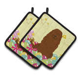 Caroline'S Treasures Easter Caucasian Shepherd Dog Pair Of Pot Holders, 7.5Hx7.5W, Multicolor