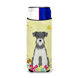 Caroline'S Treasures Easter Schanuzer Salt & Pepper Michelob Ultra Hugger For Slim Cans, Slim Can, Multicolor