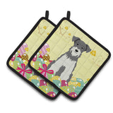 Caroline'S Treasures Easter Schanuzer Salt Pepper Pair Of Pot Holders, 7.5Hx7.5W, Multicolor