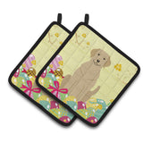 Caroline'S Treasures Easter Eggs Yellow Labrador Pair Of Pot Holders, 7.5Hx7.5W, Multicolor