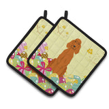 Caroline'S Treasures Easter Eggs Irish Setter Pair Of Pot Holders, 7.5Hx7.5W, Multicolor