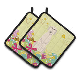 Caroline'S Treasures Easter Eggs Irish Wolfhound Pair Of Pot Holders, 7.5Hx7.5W, Multicolor