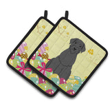 Caroline'S Treasures Easter Eggs Giant Schnauzer Pair Of Pot Holders, 7.5Hx7.5W, Multicolor