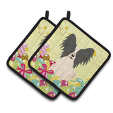 Caroline'S Treasures Easter Papillon Black White Pair Of Pot Holders, 7.5Hx7.5W, Multicolor