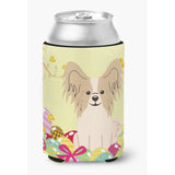 Caroline'S Treasures Easter Eggs Papillon Sable White Can Or Bottle Hugger, Can Hugger, Multicolor