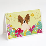 Easter Eggs Papillon Red White Greeting Cards And Envelopes Pack Of 8