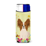 Caroline'S Treasures Easter Eggs Papillon Red White Michelob Ultra Hugger For Slim Cans, Slim Can, Multicolor