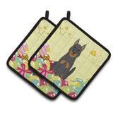 Caroline'S Treasures Easter Beauce Shepherd Dog Pair Of Pot Holders, 7.5Hx7.5W, Multicolor