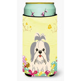 Caroline'S Treasures Easter Eggs Shih Tzu Silver White Tall Boy Beverage Insulator Hugger, Multicolor