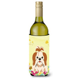 Caroline'S Treasures Bb6087Literk Easter Eggs Shih Tzu Red White Wine Bottle Beverage Insulator Hugger, 750Ml, Multicolor