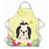 Caroline'S Treasures Easter Eggs Shih Tzu Black White Apron, Large, Multicolor