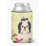 Caroline'S Treasures Easter Eggs Shih Tzu Black White Can Or Bottle Hugger, Can Hugger, Multicolor