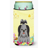 Caroline'S Treasures Easter Eggs Shih Tzu Black Silver Tall Boy Beverage Insulator Hugger, Multicolor