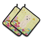 Caroline'S Treasures Easter Bedlington Terrier Pair Of Pot Holders, 7.5Hx7.5W, Multicolor