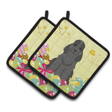 Caroline'S Treasures Easter Cocker Spaniel Black Pair Of Pot Holders, 7.5Hx7.5W, Multicolor