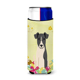 Caroline'S Treasures Easter Eggs Smooth Fox Terrier Michelob Ultra Hugger For Slim Cans, Slim Can, Multicolor