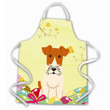 Caroline'S Treasures Easter Eggs Wire Fox Terrier Apron, Large, Multicolor