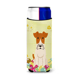 Caroline'S Treasures Easter Eggs Wire Fox Terrier Michelob Ultra Hugger For Slim Cans, Slim Can, Multicolor