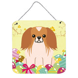 Caroline'S Treasures Easter Eggs Pekingnese Red White Metal Print, 6 X 6, Multicolor