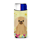 Caroline'S Treasures Easter Eggs Pekingnese Fawn Sable Michelob Ultra Hugger For Slim Cans, Slim Can, Multicolor