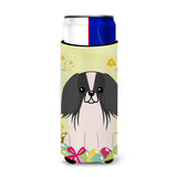 Caroline'S Treasures Easter Eggs Pekingnese Black White Michelob Ultra Hugger For Slim Cans, Slim Can, Multicolor