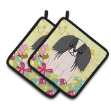 Caroline'S Treasures Easter Pekingnese Black White Pair Of Pot Holders, 7.5Hx7.5W, Multicolor