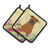 Caroline'S Treasures Easter Chinese Chongqing Dog Pair Of Pot Holders, 7.5Hx7.5W, Multicolor