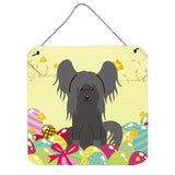 Caroline'S Treasures Easter Eggs Chinese Crested Black Metal Print, 6 X 6, Multicolor