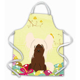 Caroline'S Treasures Easter Eggs Chinese Crested Cream Apron, Large, Multicolor