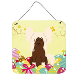 Caroline'S Treasures Easter Eggs Chinese Crested Cream Metal Print, 6 X 6, Multicolor