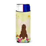 Caroline'S Treasures Easter Eggs Chinese Crested Cream Michelob Ultra Hugger For Slim Cans, Slim Can, Multicolor