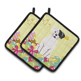 Caroline'S Treasures Easter Eggs White Boxer Cooper Pair Of Pot Holders, 7.5Hx7.5W, Multicolor