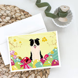 Easter Eggs Border Collie Black White Greeting Cards And Envelopes Pack Of 8