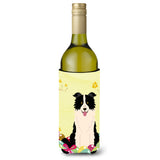 Caroline'S Treasures Bb6118Literk Easter Border Collie Black Wine Bottle Beverage Insulator Hugger, 750Ml, Multicolor