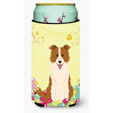 Caroline'S Treasures Easter Border Collie Red White Tall Boy Beverage Insulator Hugger, Multicolor