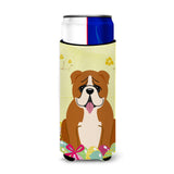 Caroline'S Treasures Easter English Bulldog Red White Michelob Ultra Hugger For Slim Cans, Slim Can, Multicolor