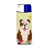Caroline'S Treasures Easter English Bulldog Brindle Michelob Ultra Hugger For Slim Cans, Slim Can, Multicolor