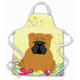 Caroline'S Treasures Easter Eggs English Bulldog Red Apron, Large, Multicolor