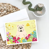 Easter Eggs English Bulldog White Greeting Cards And Envelopes Pack Of 8