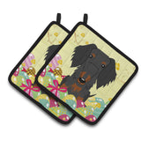 Caroline'S Treasures Bb6127Pthd Easter Wire Haired Dachshund Pair Of Pot Holders, 7.5 X 7.5, Multicolor