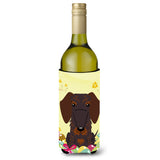Caroline'S Treasures Bb6129Literk Easter Wire Haired Dachshund Wine Bottle Beverage Insulator Hugger, 750Ml, Multicolor