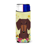 Caroline'S Treasures Easter Eggs Dachshund Chocolate Michelob Ultra Hugger For Slim Cans, Slim Can, Multicolor